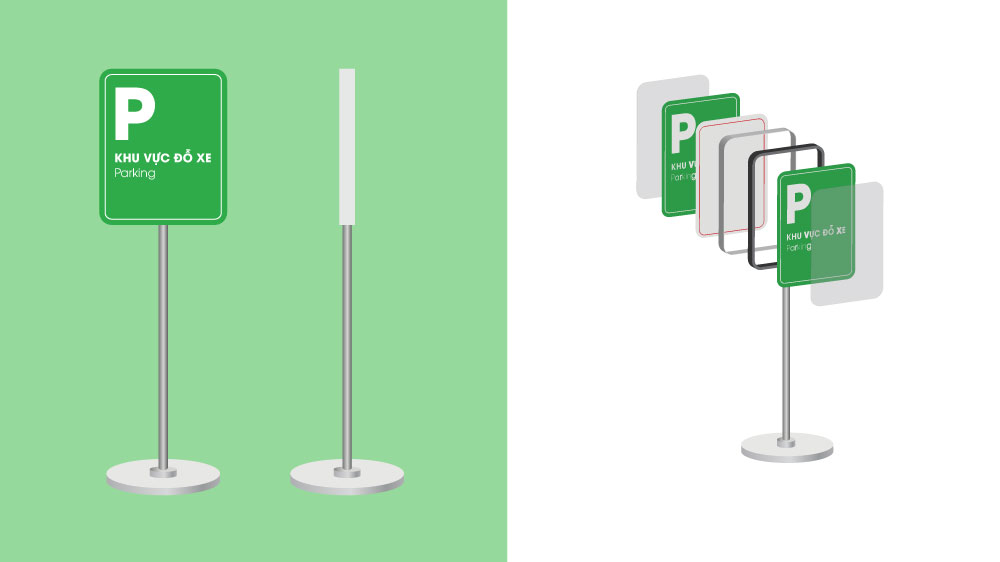 Biển bảng chỉ hướng bãi đậu xe