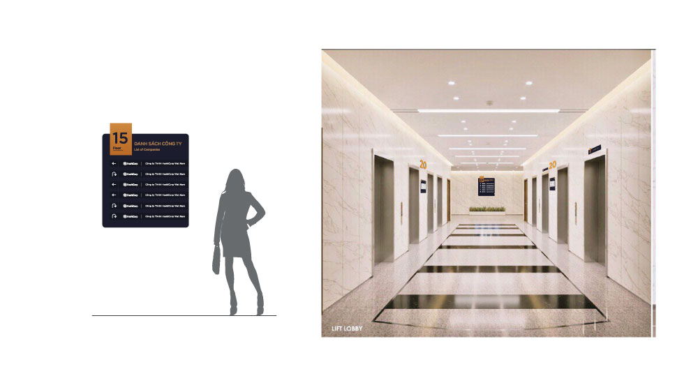 Biển bảng tên khách thuê khu vực hành lang