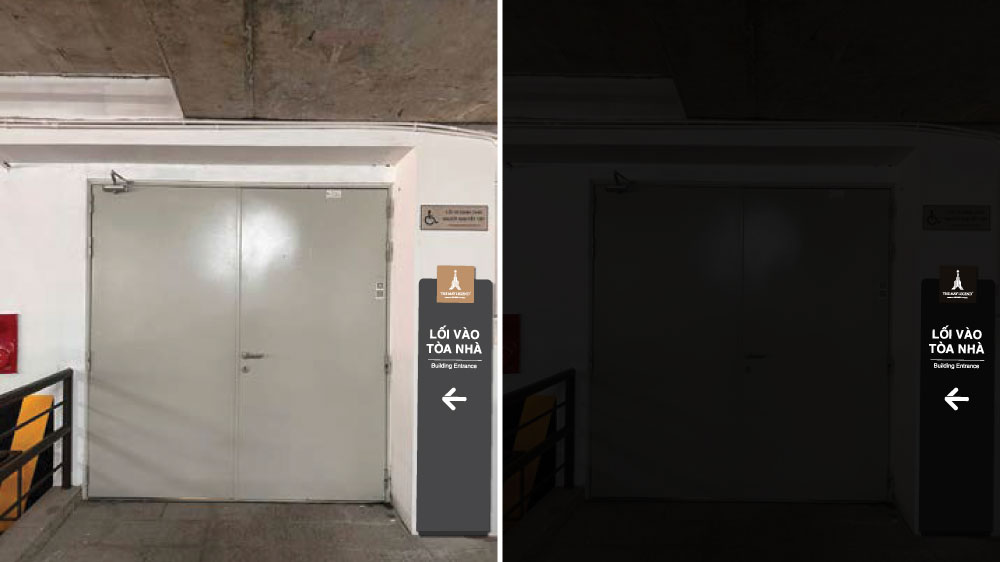 Phối cảnh lối vào tòa nhà