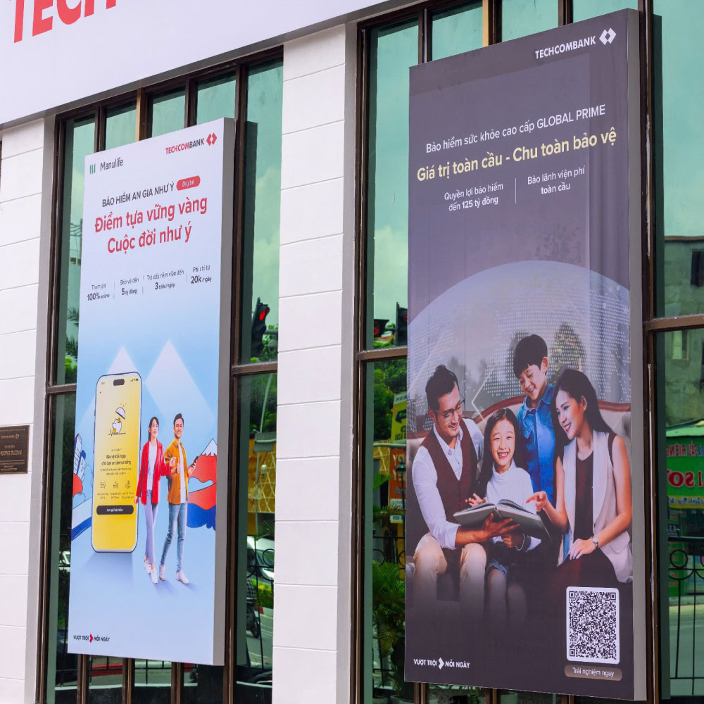 Biển tranh điện mặt tiền Techcombank 