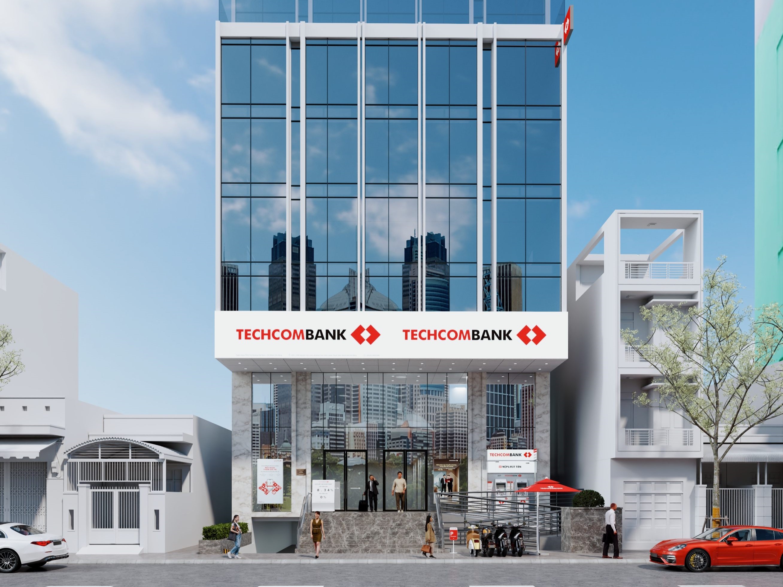 Biển Bảng Techcombank Đà Nẵng - Thành Công Từ Thiết Kế Nhận Diện Thương Hiệu Chuyên Nghiệp Của iBright