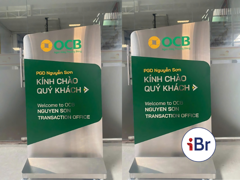 Biển chỉ dẫn inox ngân hàng
